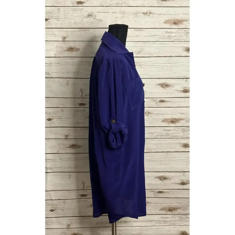 Anthropologie Hunter Dixon purple silk popover shirtdress Size Small